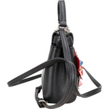 Fendi Black Leather Floral Mini Peekaboo Handbag
