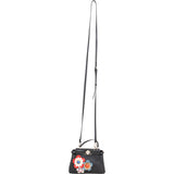 Fendi Black Leather Floral Mini Peekaboo Handbag