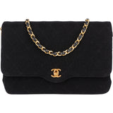Chanel Quilted Cotton 24K Gold Single Flap Shoulder Bag