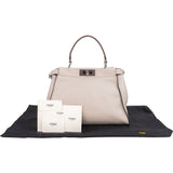 Fendi Grey Leather Peekaboo Handbag
