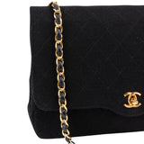 Chanel Quilted Cotton 24K Gold Single Flap Shoulder Bag
