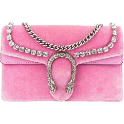 Gucci Pink Velvet Crystal Mini Dionysus Crossbody Bag