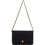 Chanel Quilted Cotton 24K Gold Single Flap Shoulder Bag
