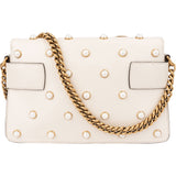 Gucci White Leather Queen Margaret Bee Shoulder Bag