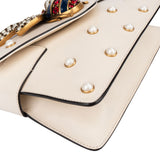 Gucci White Leather Queen Margaret Bee Shoulder Bag