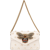 Gucci White Leather Queen Margaret Bee Shoulder Bag