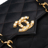 Chanel Quilted Velvet Crystal Single Flap Crossbody Bag