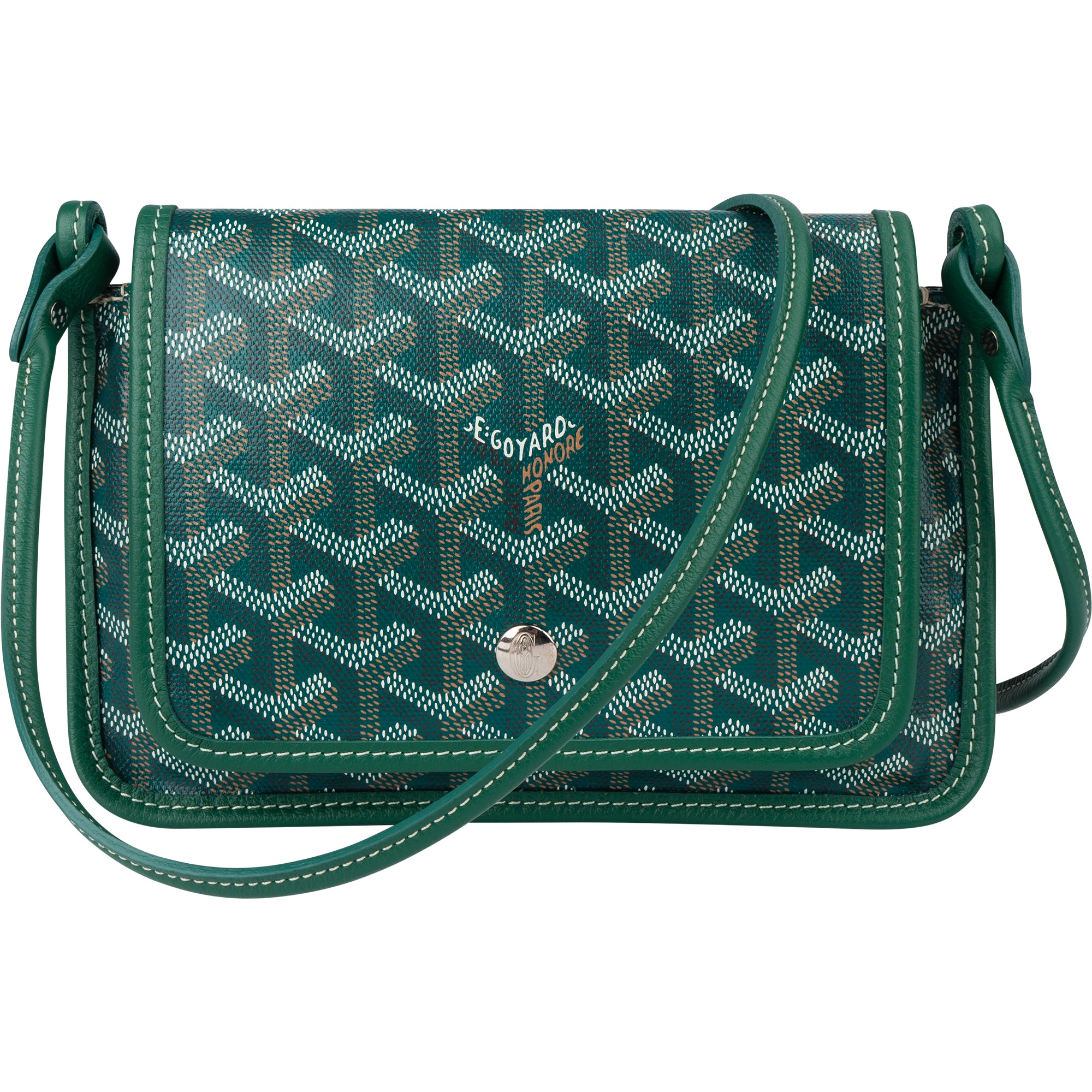 Goyard Green Goyardine Monogram Plumet Plat Crossbody Bag - vintageandkickz