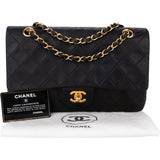Chanel Quilted Lambskin 24K Gold Medium Double Flap Crossbody Bag