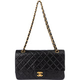 Chanel Quilted Lambskin 24k Gold Medium Double Flap Crossbody Bag