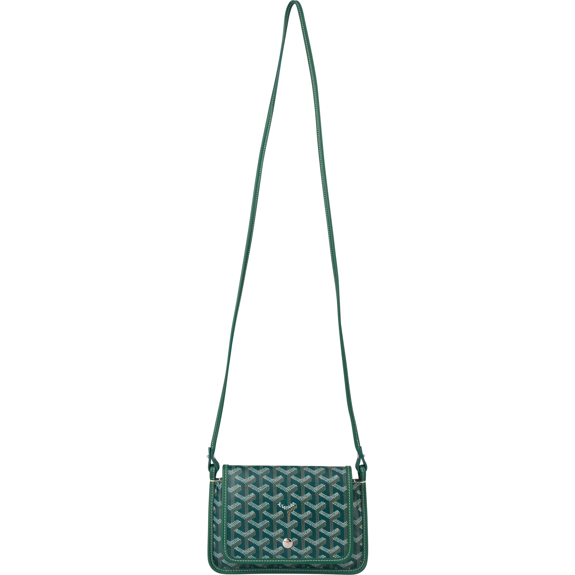 Goyard Green Goyardine Monogram Plumet Plat Crossbody Bag - vintageandkickz
