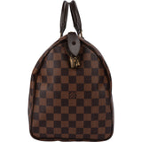 Louis Vuitton Damier Ebene Monogram Speedy 35 Handbag
