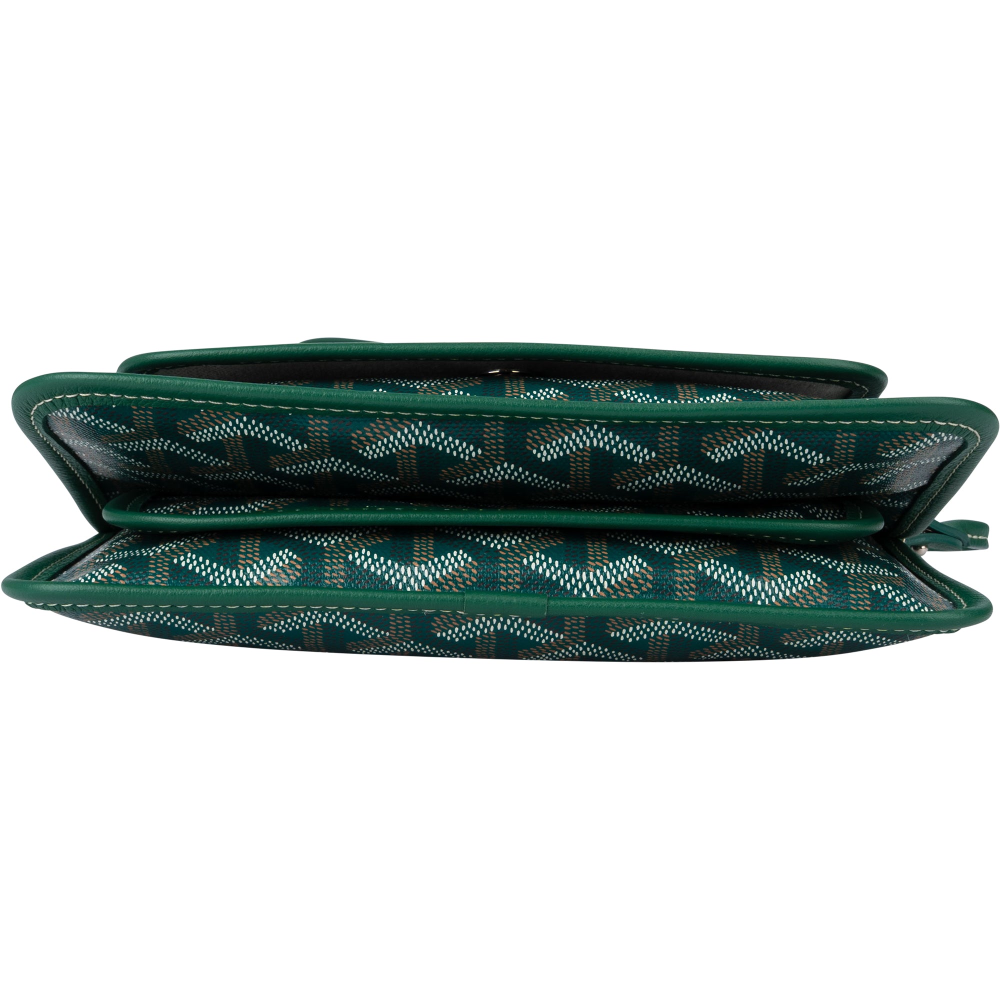 Goyard Green Goyardine Monogram Plumet Plat Crossbody Bag - vintageandkickz