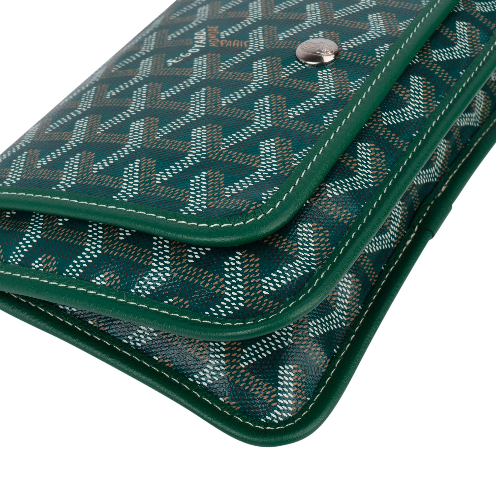 Goyard Green Goyardine Monogram Plumet Plat Crossbody Bag - vintageandkickz