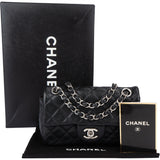 Chanel Quilted Caviar Leather Palladium Single Flap Crossbody Bag