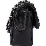 Chanel Quilted Caviar Leather Palladium Single Flap Crossbody Bag