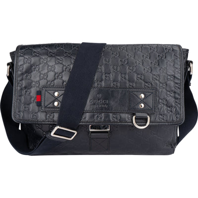 Gucci GG Leather Monogram Sherry Business Messenger Bag - vintageandkickz