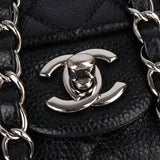 Chanel Quilted Caviar Leather Palladium Single Flap Crossbody Bag