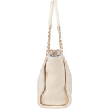 Chanel White Christmas Gold Tone Glitter Deauville Handbag - vintageandkickz