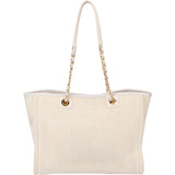 Chanel White Christmas Gold Tone Glitter Deauville Handbag - vintageandkickz