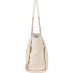 Chanel White Christmas Gold Tone Glitter Deauville Handbag - vintageandkickz
