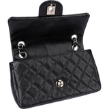 Chanel Quilted Caviar Leather Palladium Single Flap Crossbody Bag