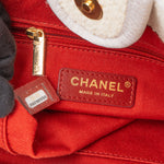 Chanel White Christmas Gold Tone Glitter Deauville Handbag - vintageandkickz