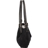 Fendi Black Cotton Baguette Buckle Shoulder Bag