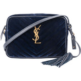 Saint Laurent Blue Satin Lou Crossbody Bag