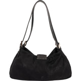 Fendi Black Cotton Baguette Buckle Shoulder Bag