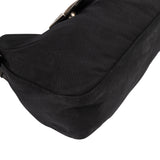 Fendi Black Cotton Baguette Buckle Shoulder Bag