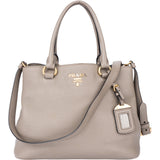 Prada Grey Leather Vitello Handbag
