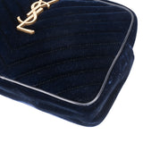 Saint Laurent Blue Satin Lou Crossbody Bag