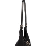 Fendi Black Cotton Baguette Buckle Shoulder Bag