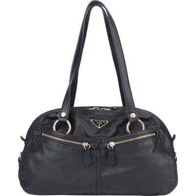 Prada Leather Twin Pocket Triangle Shoulder Bag - vintageandkickz