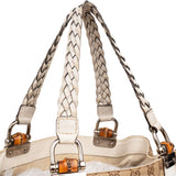 Gucci Monogram GG Canvas Leather Bamboo Woven Handle Shoulder Bag