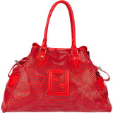 Fendi Red Perforated FF De Jour Handbag