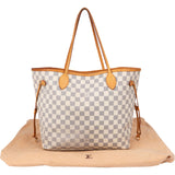 Louis Vuitton Damier Azur Monogram Neverfull MM Shopper Handbag