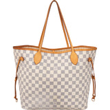 Louis Vuitton Damier Azur Monogram Neverfull MM Shopper Handbag