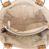 Gucci Monogram GG Canvas Leather Bamboo Woven Handle Shoulder Bag