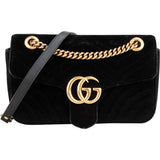 Gucci Black Satin Marmont Crossbody Bag