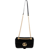 Gucci Black Satin Marmont Crossbody Bag