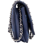 Chanel Bleu Quilted Stitch Lambskin Wallet On Chain Crossbody Bag - vintageandkickz