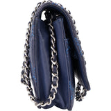 Chanel Bleu Quilted Stitch Lambskin Wallet On Chain Crossbody Bag - vintageandkickz