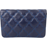 Chanel Bleu Quilted Stitch Lambskin Wallet On Chain Crossbody Bag - vintageandkickz