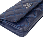 Chanel Bleu Quilted Stitch Lambskin Wallet On Chain Crossbody Bag - vintageandkickz