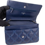 Chanel Bleu Quilted Stitch Lambskin Wallet On Chain Crossbody Bag - vintageandkickz