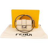 Fendi White Leather Micro FF Baguette Crossbody Bag