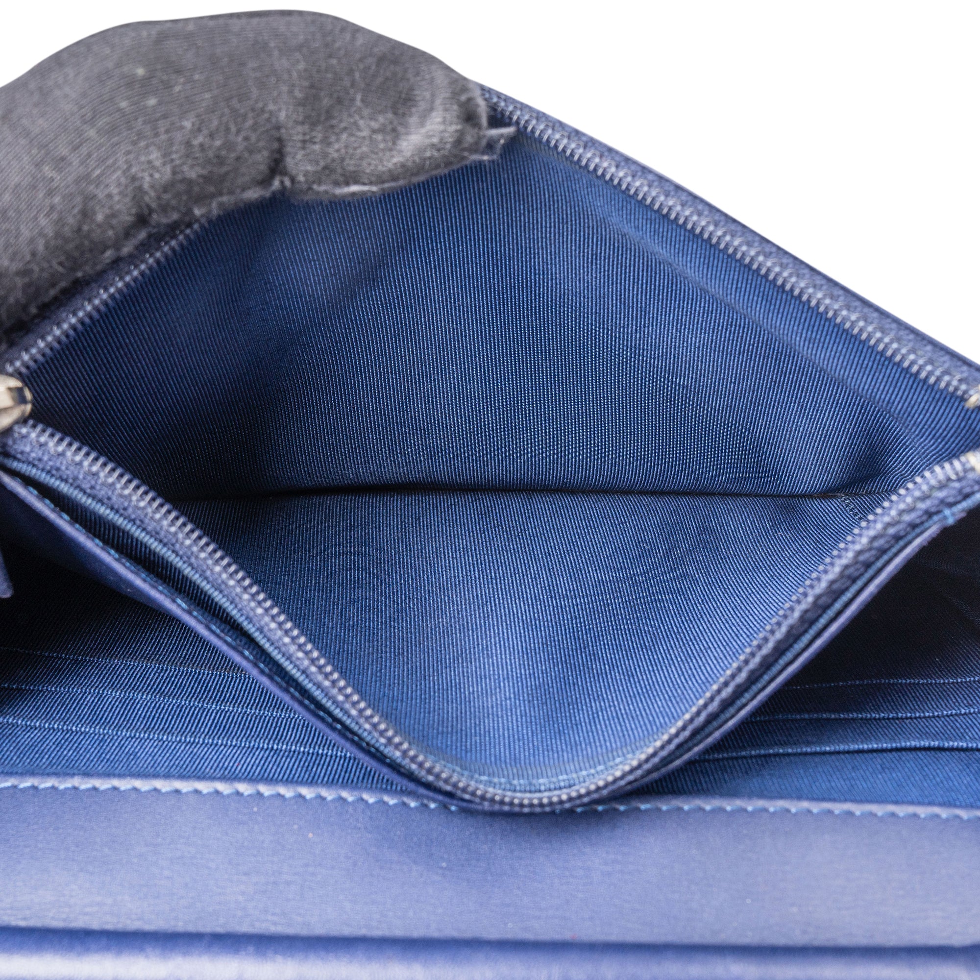 Chanel Bleu Quilted Stitch Lambskin Wallet On Chain Crossbody Bag - vintageandkickz