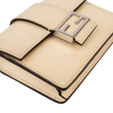 Fendi White Leather Micro FF Baguette Crossbody Bag